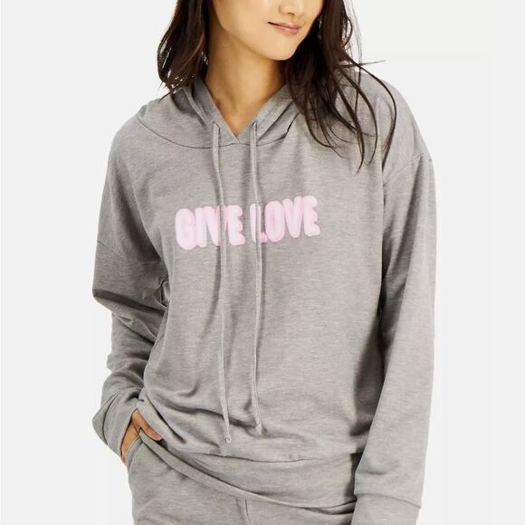 Jenni Other - JENNI WOMENS XSMALL CASUAL LOUNGE 'GIVE LOVE' HOODIE HEATHER GREY NEW!